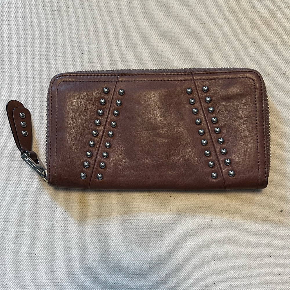 Brown Studded Leather Wallet